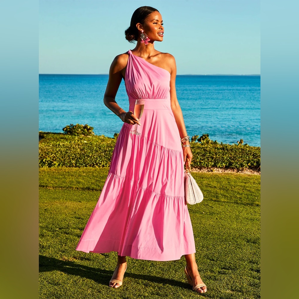 NWT Lilly Pulitzer Lucilyn one shoulder pink confetti dress sz 4